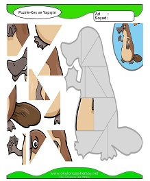 Puzzle Kes Yapıştır Çalışma Sayfaları